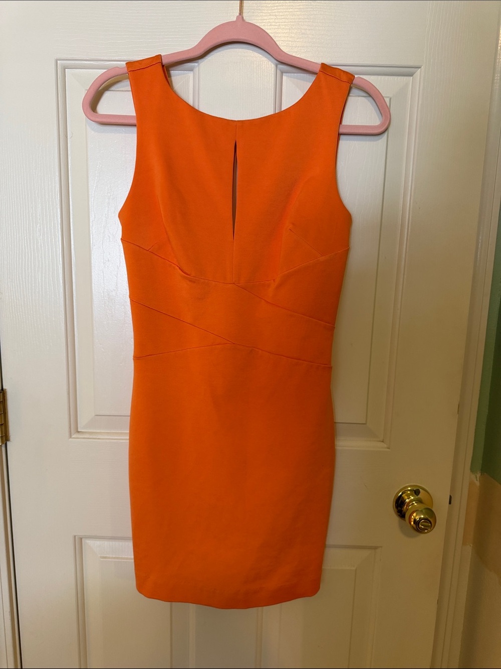 bebe Bright Orange Sleeveless Sheath Dress